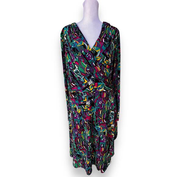 Vicky Tiel Dress Wrap Dress Colorful Abstract Large - Picture 1 of 7